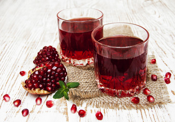 Two glasses of pomegranate juice