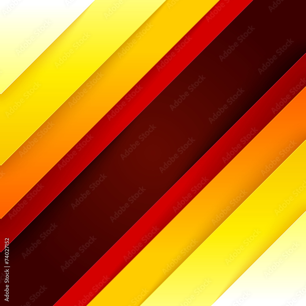 Aufkleber abstract red, orange and yellow paper triangle shapes background