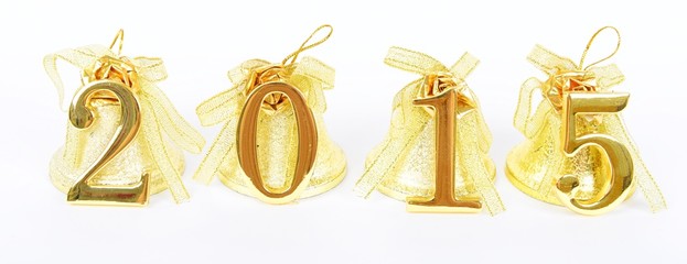 gold figures of the new 2015 year on a white background