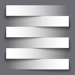 Infographics blank paper stripe banners with shadows on dark