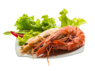 Boiled king prawns