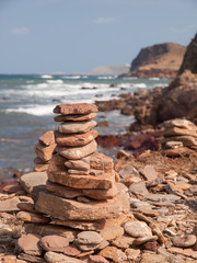 Pile of stones in Pregonda beach