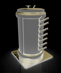 Abstract chrome metal pressure vessel