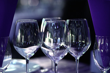 glasses of red wine at restaurant concept alcohol
