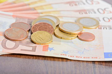 Money euro coins and banknotes