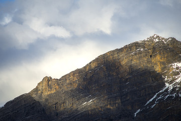 Mountain with dramatic clouds in background