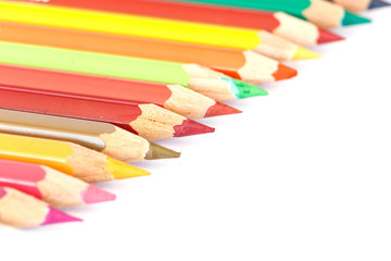 Close up color pencil isolated on white background