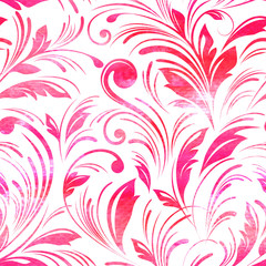 Watercolor pink floral seamless pattern. Vector background