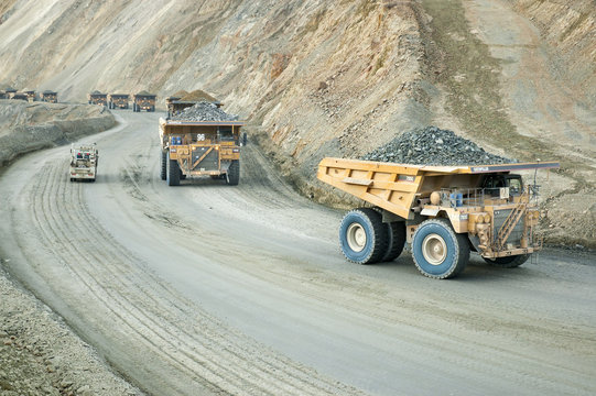 Large Dumptruck In Copper Mine