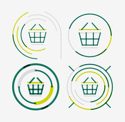 Thin line neat design logo set, shopping cart icon