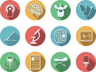 Colored vector icons for neurosurgery