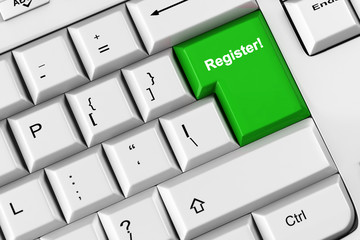 Tastatur mit Register auf Taste