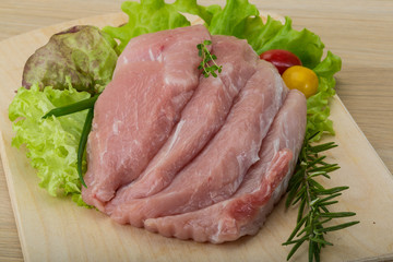 Raw pork schnitzel