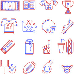 Contour two colored icons for American football