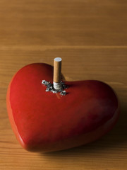 Cigarette butts in heart