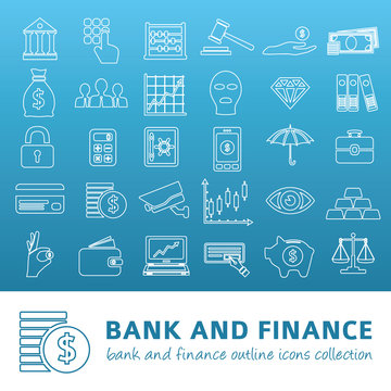 bank and finance outline icons
