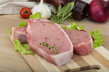 Raw pork steak