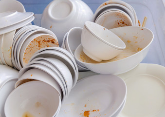 Dirty dishes waiting for wash