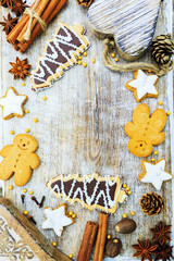 Christmas baking and christmas spices, copy space