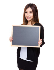 Fototapeta premium Asian woman with chalkboard