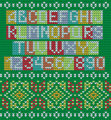 Fototapeta premium Colorful Knitted Alphabet And Seamless Ornament