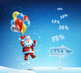 Santa Claus in a hurry to sell and discounts