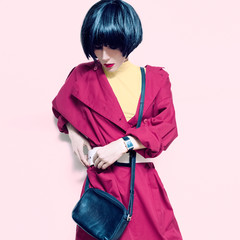 glamorous lady in trendy vintage coat