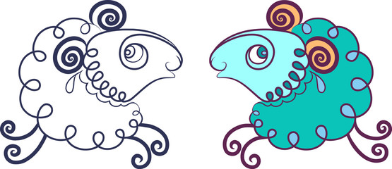 Caricature running ram.