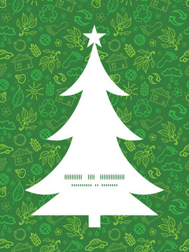 Vector ecology symbols Christmas tree silhouette pattern frame