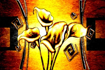 Zelfklevend Fotobehang Abstract flower oil painting © maxtor777