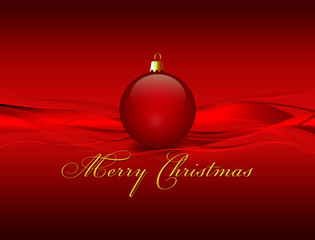 Red Christmas Greeting with red ball .