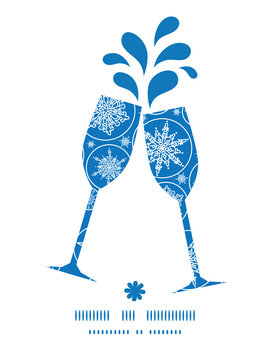 Vector falling snowflakes toasting wine glasses silhouettes