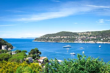 Photo sur Plexiglas Villefranche-sur-Mer, Côte d’Azur Panoramic view of the bay Villefranche-sur-Mer in France
