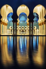 Crédence de cuisine en verre imprimé moyen-Orient mosquée la nuit