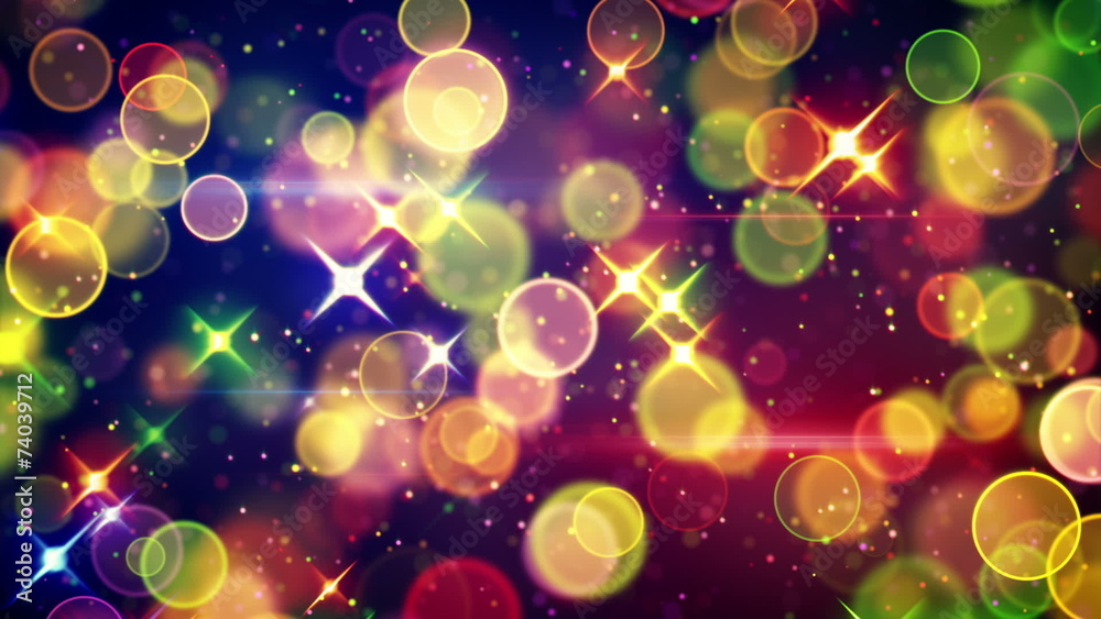 Canvas Prints colorful circle bokeh and stars festive loopable background