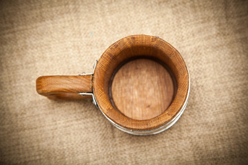 Wooden mug top view - 74039914