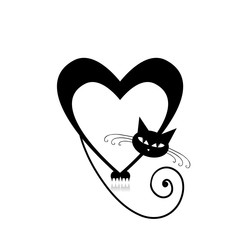 Love cat silhouette for your design