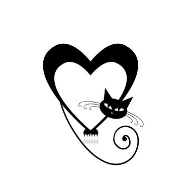 Love cat silhouette for your design