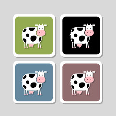 Obraz premium Stickers with funny cow for your design