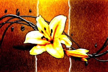 Raamstickers Abstract flower oil painting © maxtor777