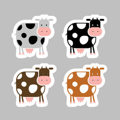 Stickers with funny cow for your design