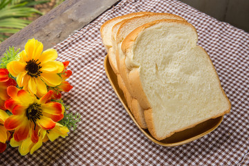 sliced bread on table