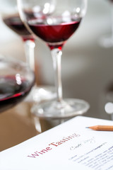 Macro close up of data sheet at wine tasting.
