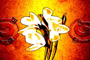 Gordijnen Abstract flower oil painting © maxtor777