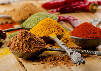 Selection of dried spices .
