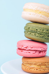 Tasty colorful macaroon on a plate