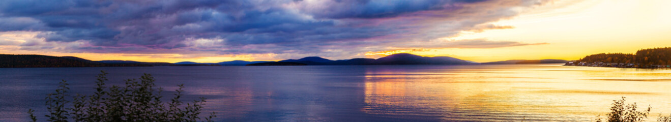 Panorama mountain landscape at sunset