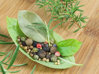 basil's leaf with spices