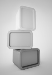Group of chamfer boxes (one above the other) grayscale