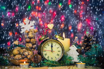 Festive Christmas clock time twelfth New Year